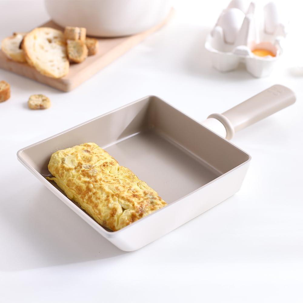 image:imageChou Chou Kitchen Nonstick 6Inch Rectangle Tamagoyaki Egg Roll Pan with Handle Japanese Omelette Frying Skillet Induction Compatible Cookware Cooking Tamago Pan Made in Korea 15cm