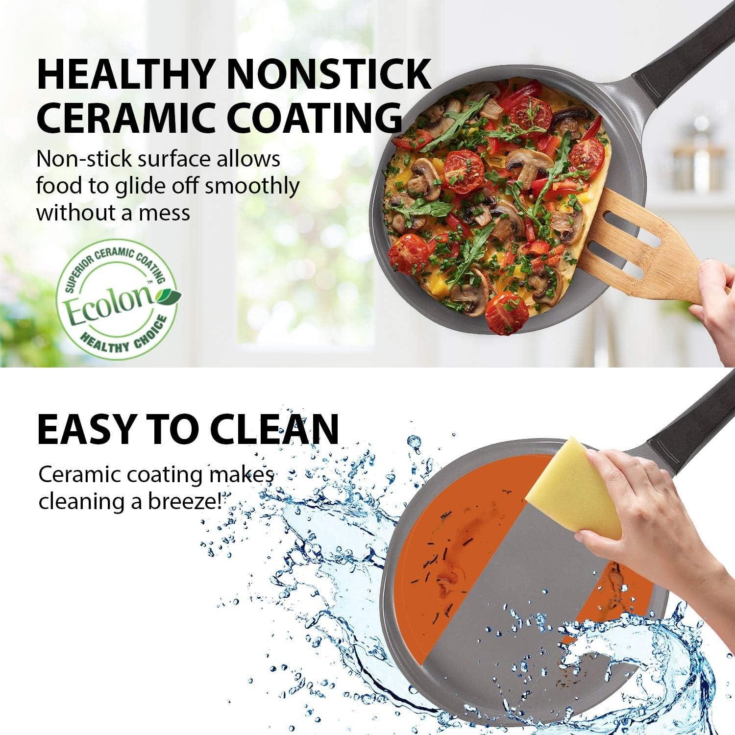image:imageCrepe pan Neoflam Ceramic Nonstick pan 10 inch Bakelite Handle Tawa pan Griddle Pancake Maker Skillet Omelette Tortilla Roti Naan Dosa Lightweight PFOA free RedBerry Blue