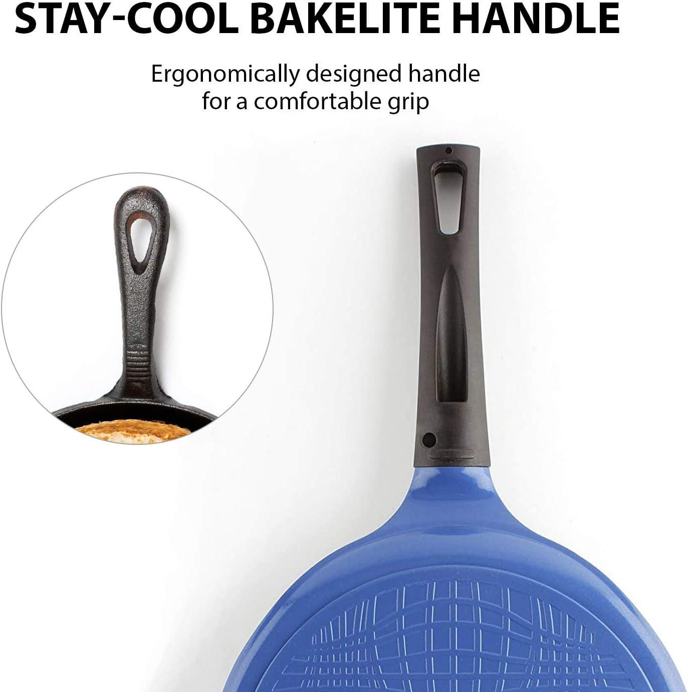image:imageCrepe pan Neoflam Ceramic Nonstick pan 10 inch Bakelite Handle Tawa pan Griddle Pancake Maker Skillet Omelette Tortilla Roti Naan Dosa Lightweight PFOA free RedBerry Blue