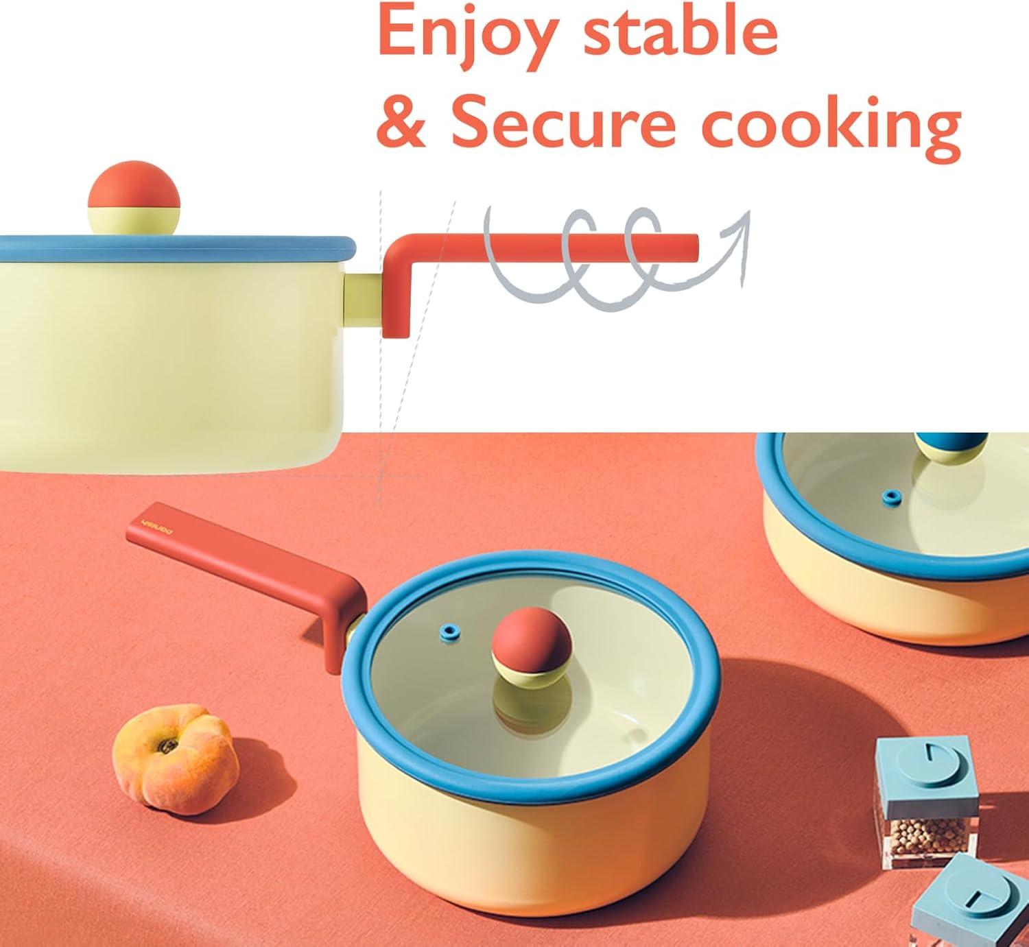 image:imageDanish Kitchen Nonstick Forged 7 Saucepot with Lid Healthy Cooking Ceramic Coating Boiling Pot for Stovetops and Induction Made in Korea 21qt 18cm