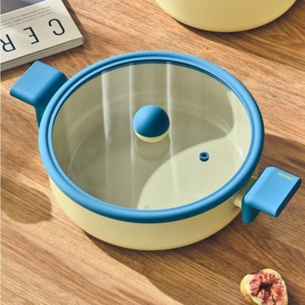 image:imageDanish Kitchen Nonstick Forged 8 Low Stock Pot with Lid Healthy Cooking Non Stick Ceramic Coating Multi Casserole Induction Compatible Cookware for Stew Soup Noodle Made in Korea 16 qt29 Quarts
