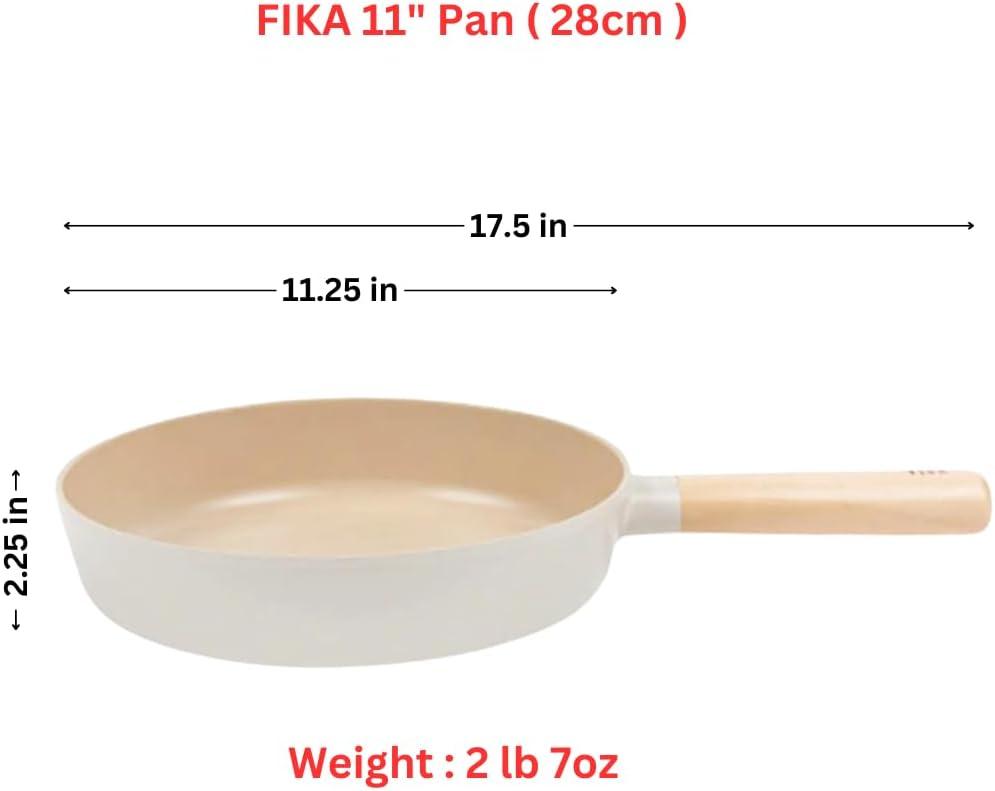 image:imageFIKA 11 inch Nonstick Frying Pan with Wooden Handle Induction Compatible Cookware for All Stovetops Kitchen Essential Ceramic Coating Skillet Healthy Cooking Omelet Pan Made in Korea 28cm