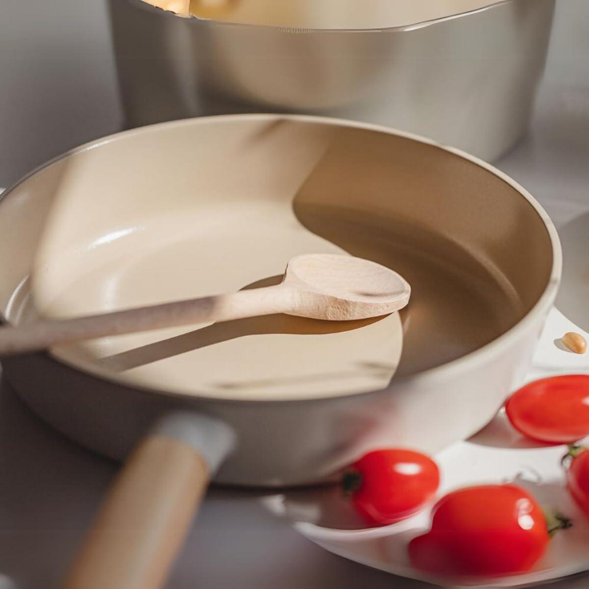 image:imageFIKA 11 inch Nonstick Frying Pan with Wooden Handle Induction Compatible Cookware for All Stovetops Kitchen Essential Ceramic Coating Skillet Healthy Cooking Omelet Pan Made in Korea 28cm