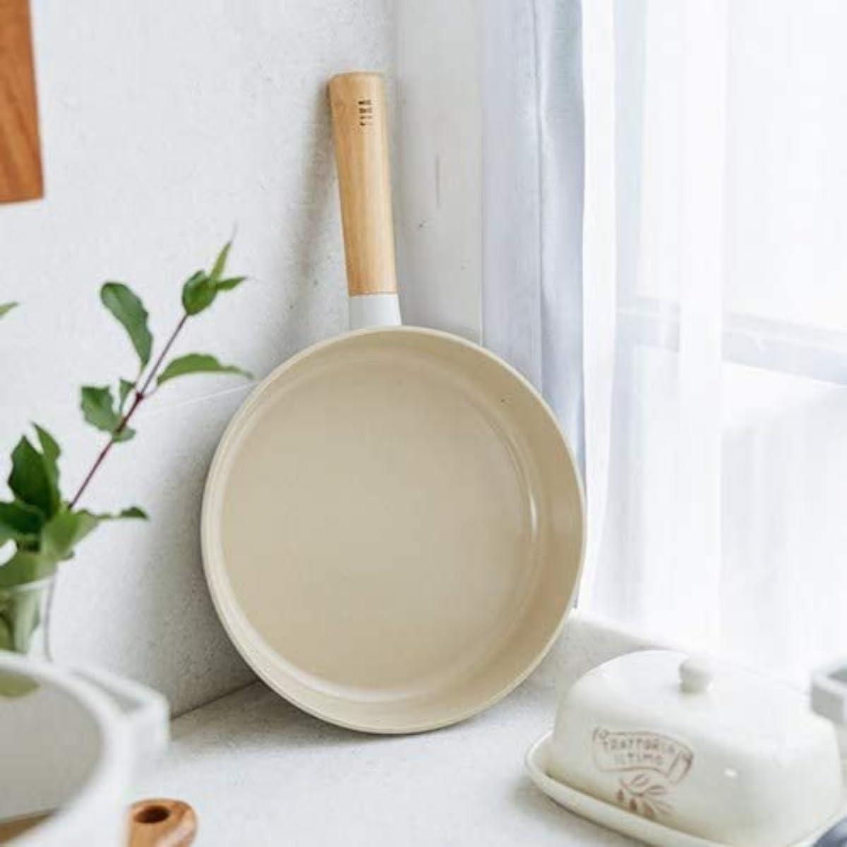 image:imageFIKA 11 inch Nonstick Frying Pan with Wooden Handle Induction Compatible Cookware for All Stovetops Kitchen Essential Ceramic Coating Skillet Healthy Cooking Omelet Pan Made in Korea 28cm