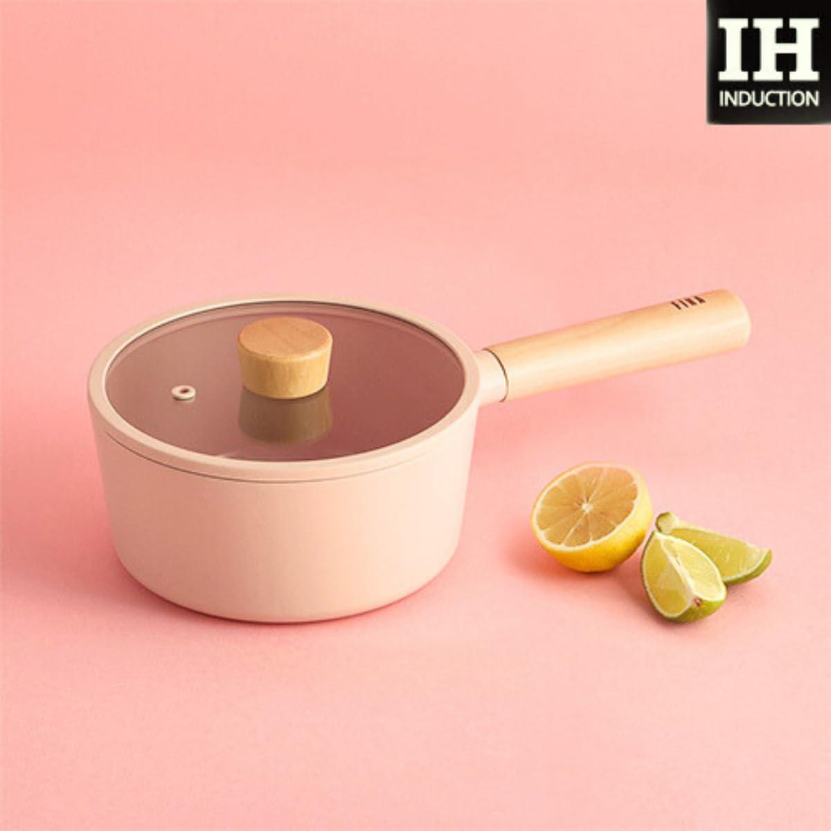 image:imageFIKA Kitchen Cooking Essential 17QT Sauce Pan with Lid Nonstick Ceramic Coating Saucepot with Wood Handle Induction Compatible Cookware Soup Stew Noodle Boiling Pot Made in Korea 7 18cm