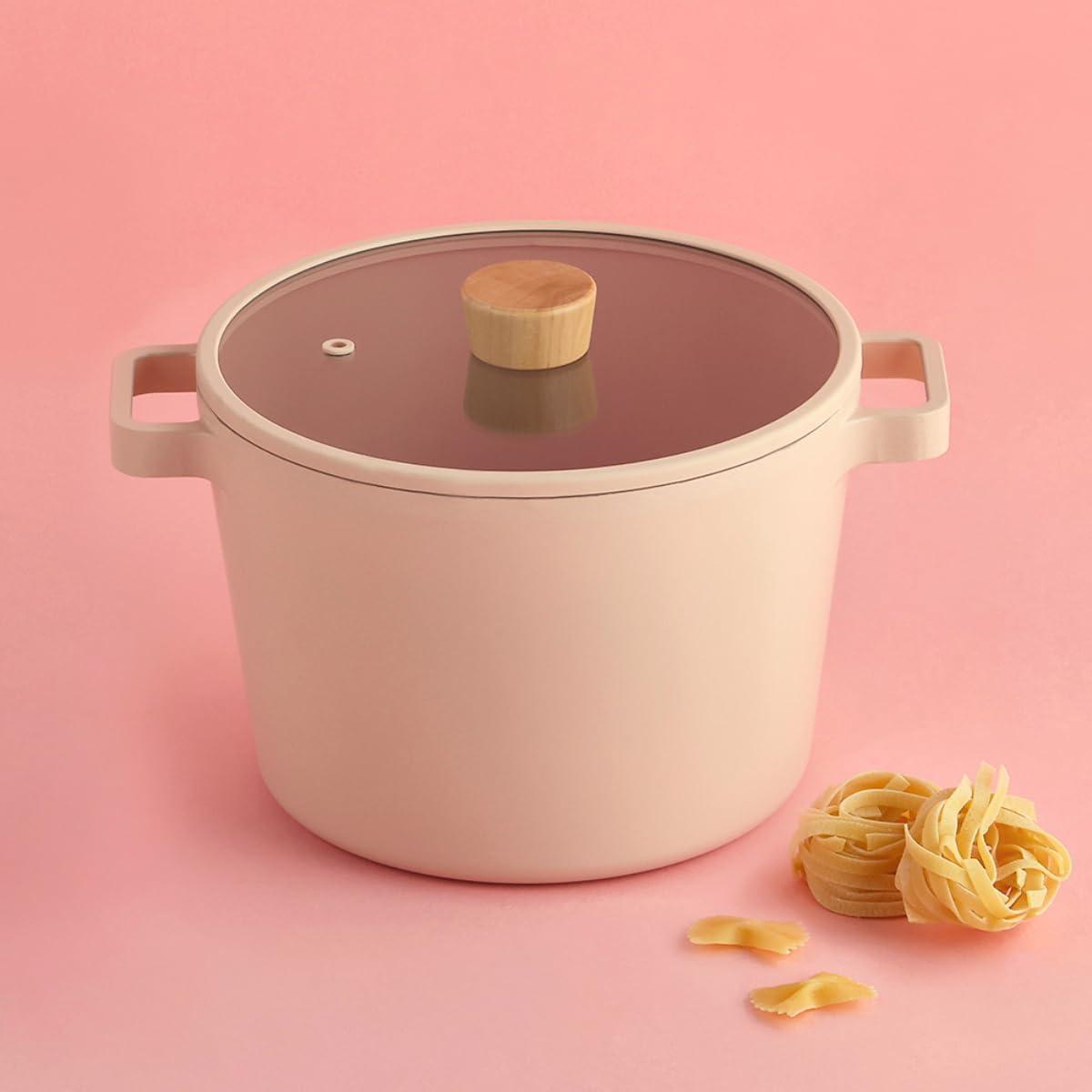 image:imageFIKA Kitchen Nonstick 158QT Low Stock Pot with Lid Healthy Cooking Non Stick Casserole Induction Compatible Cookware Stew Soup Noodle Ramen Made in Korea 87 22cm49 Quarts