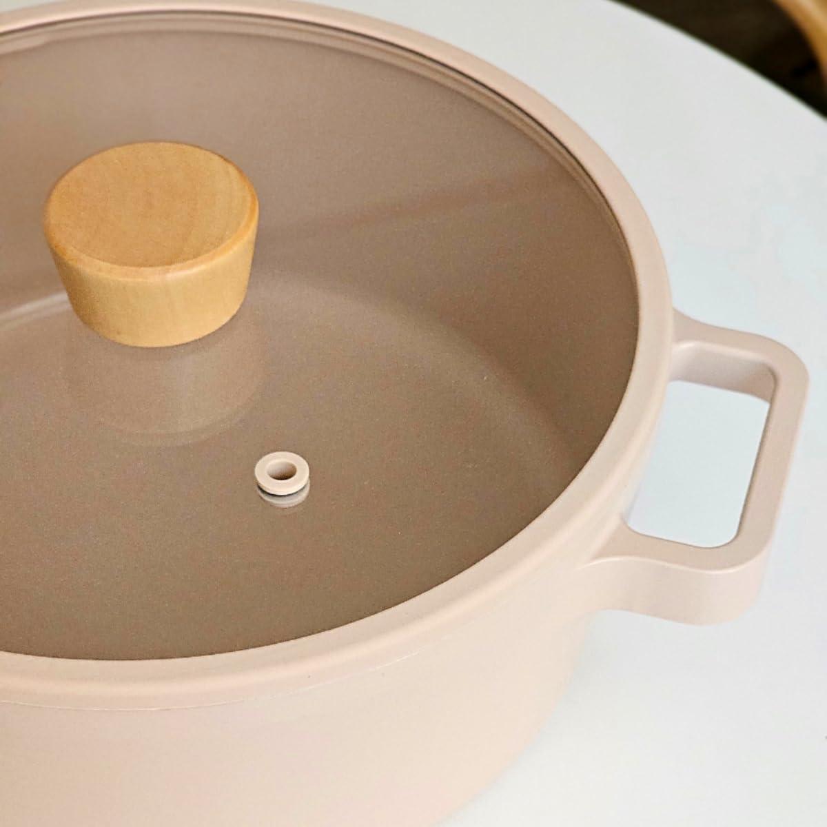 image:imageFIKA Kitchen Nonstick 158QT Low Stock Pot with Lid Healthy Cooking Non Stick Casserole Induction Compatible Cookware Stew Soup Noodle Ramen Made in Korea 87 22cm57 Quarts