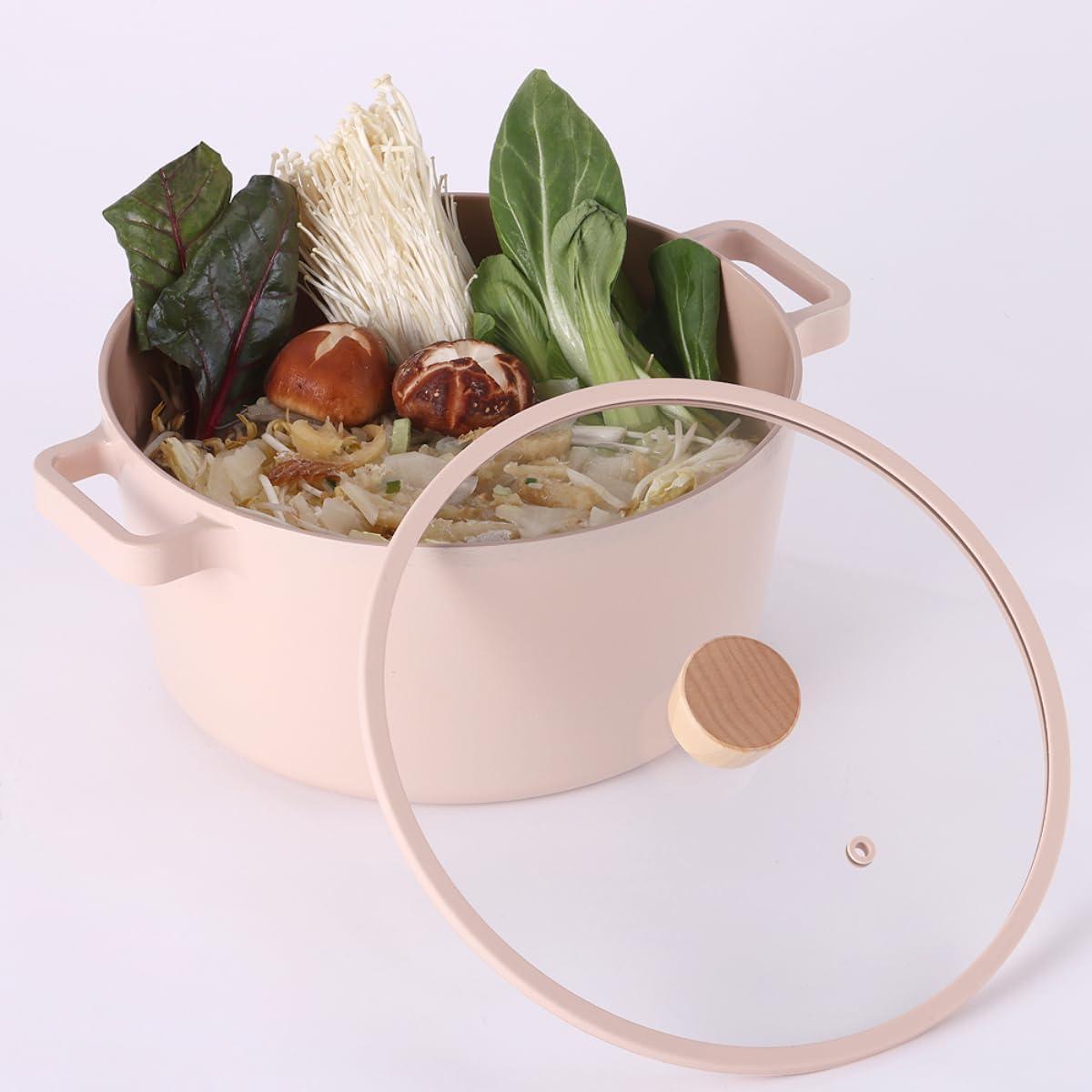 image:imageFIKA Kitchen Nonstick 158QT Low Stock Pot with Lid Healthy Cooking Non Stick Casserole Induction Compatible Cookware Stew Soup Noodle Ramen Made in Korea 87 22cm49 Quarts