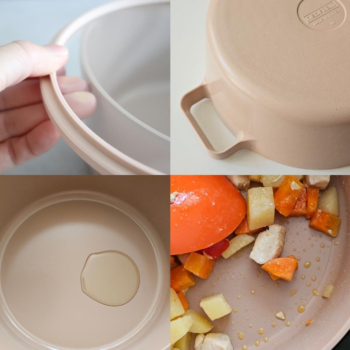 image:imageFIKA Kitchen Nonstick 158QT Low Stock Pot with Lid Healthy Cooking Non Stick Casserole Induction Compatible Cookware Stew Soup Noodle Ramen Made in Korea 87 22cm49 Quarts