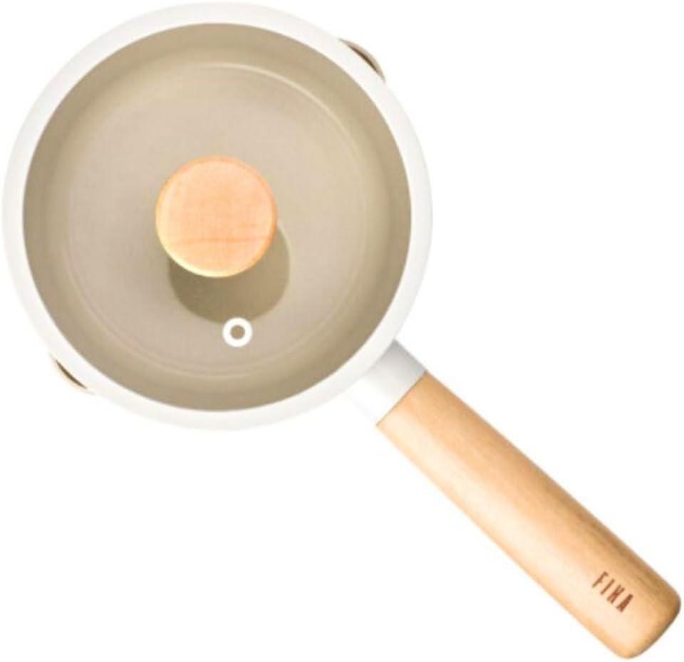 image:imageNEOFLAM FIKA 15QT Milk Pan with 2 Pour Spouts Butter Warmer Milk Boiling Melting Pot for Stovetops and Induction Wood Handle Made in Korea 6 16cm