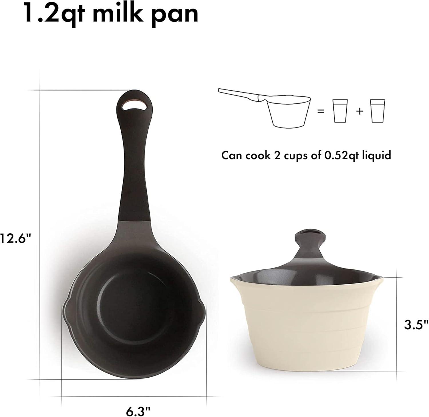 image:imageNeoflam 1qt Saucepan Butter Warmer Milk BoilingMelting Pot Ecolon Healthy Ceramic Nonstick Coating PFOAfree 2 Pour Spouts Dishwasher Safe Ivory