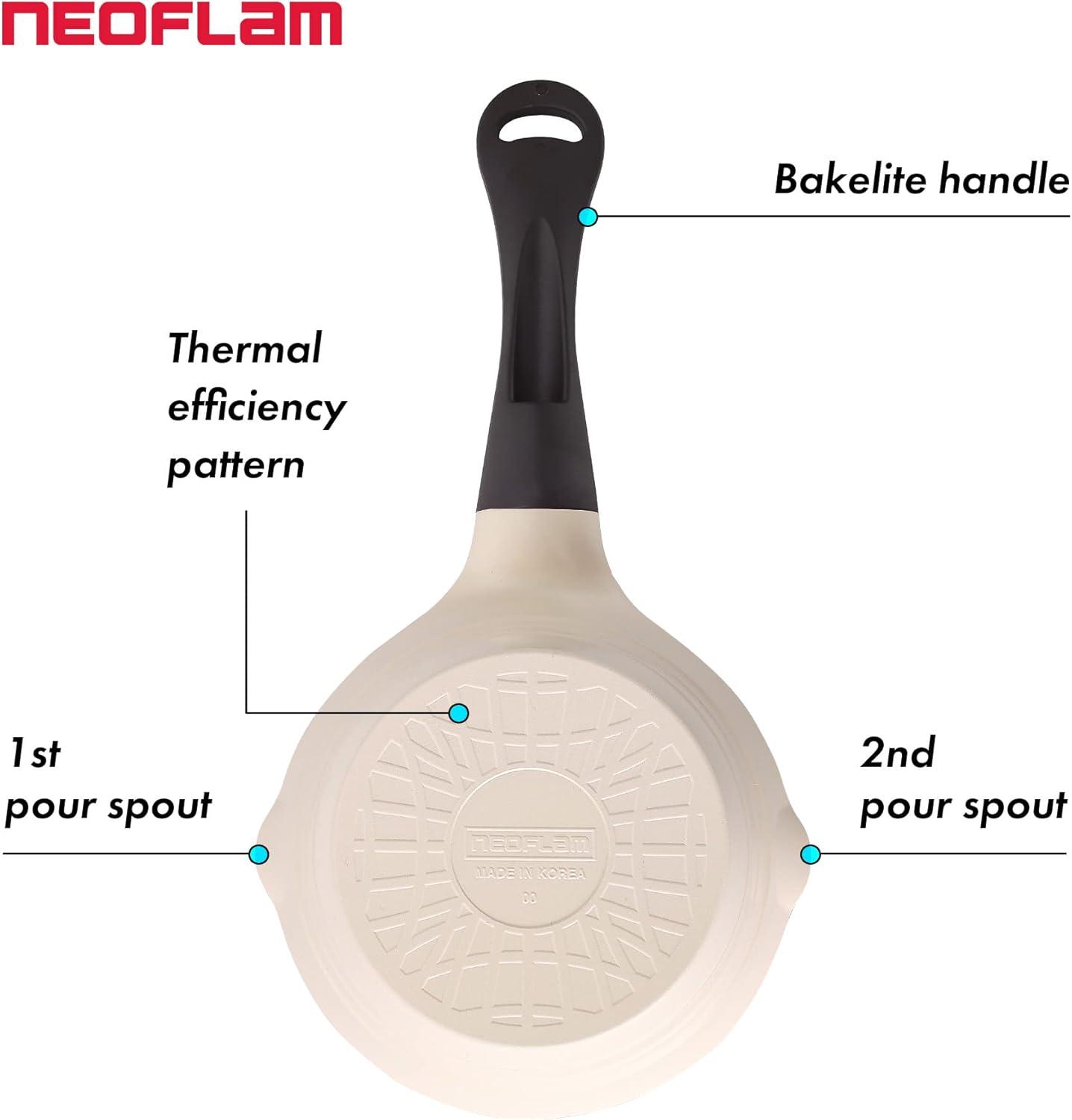 image:imageNeoflam 1qt Saucepan Butter Warmer Milk BoilingMelting Pot Ecolon Healthy Ceramic Nonstick Coating PFOAfree 2 Pour Spouts Dishwasher Safe Ivory