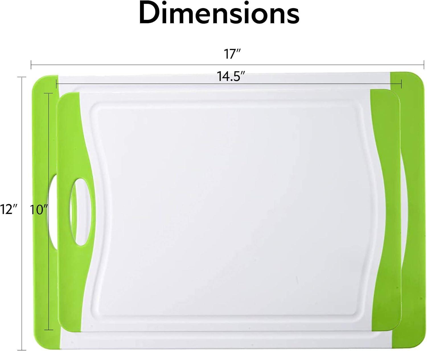 image:imageNeoflam 2 Piece Plastic Cutting Board Set Microban Protection Stain amp Odor Free Extra Large BPA Free Juice Groove Non Slip Dishwasher Safe Easy Grip Handle White GreenWhite Green