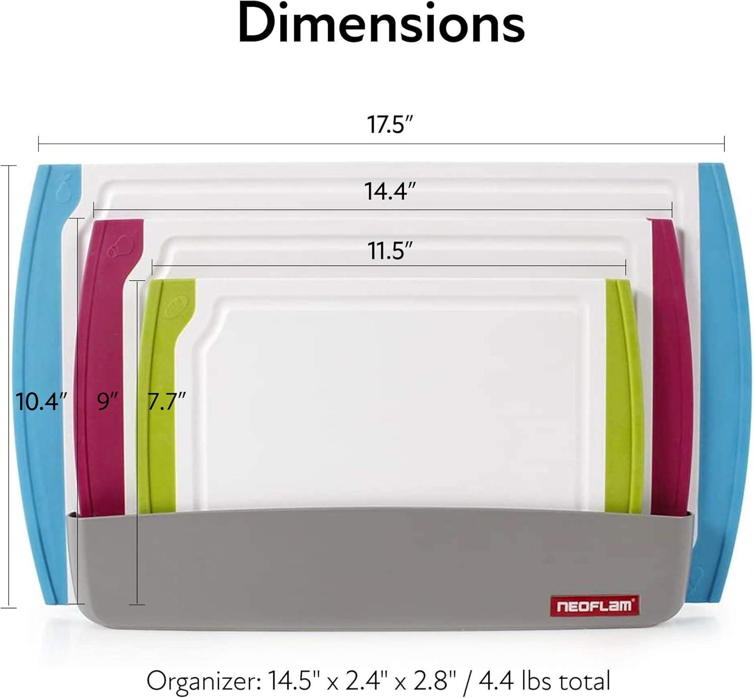 image:imageNeoflam 2 Piece Plastic Cutting Board Set Microban Protection Stain amp Odor Free Extra Large BPA Free Juice Groove Non Slip Dishwasher Safe Easy Grip Handle White GreenMulticolor