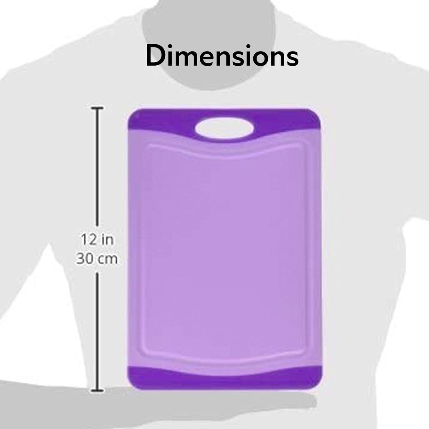 image:imageNeoflam 2 Piece Plastic Cutting Board Set Microban Protection Stain amp Odor Free Extra Large BPA Free Juice Groove Non Slip Dishwasher Safe Easy Grip Handle White GreenPurple