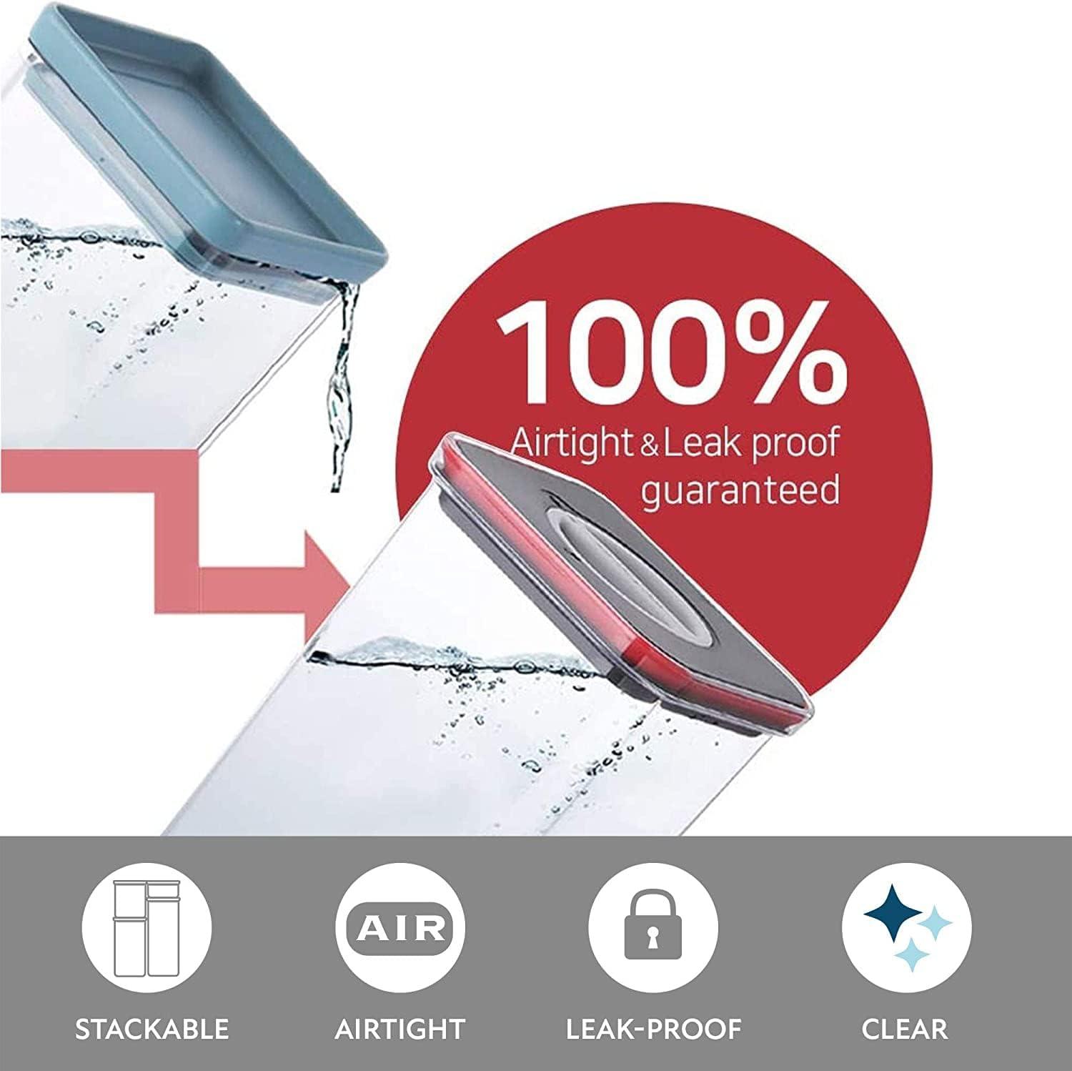 image:imageNeoflam Airtight Smart Seal Food Storage Container Set of 3 Crystal Clear Body Modular Stackable Nestable Design Easy to Clean BPA Free 175L Rectangular27L