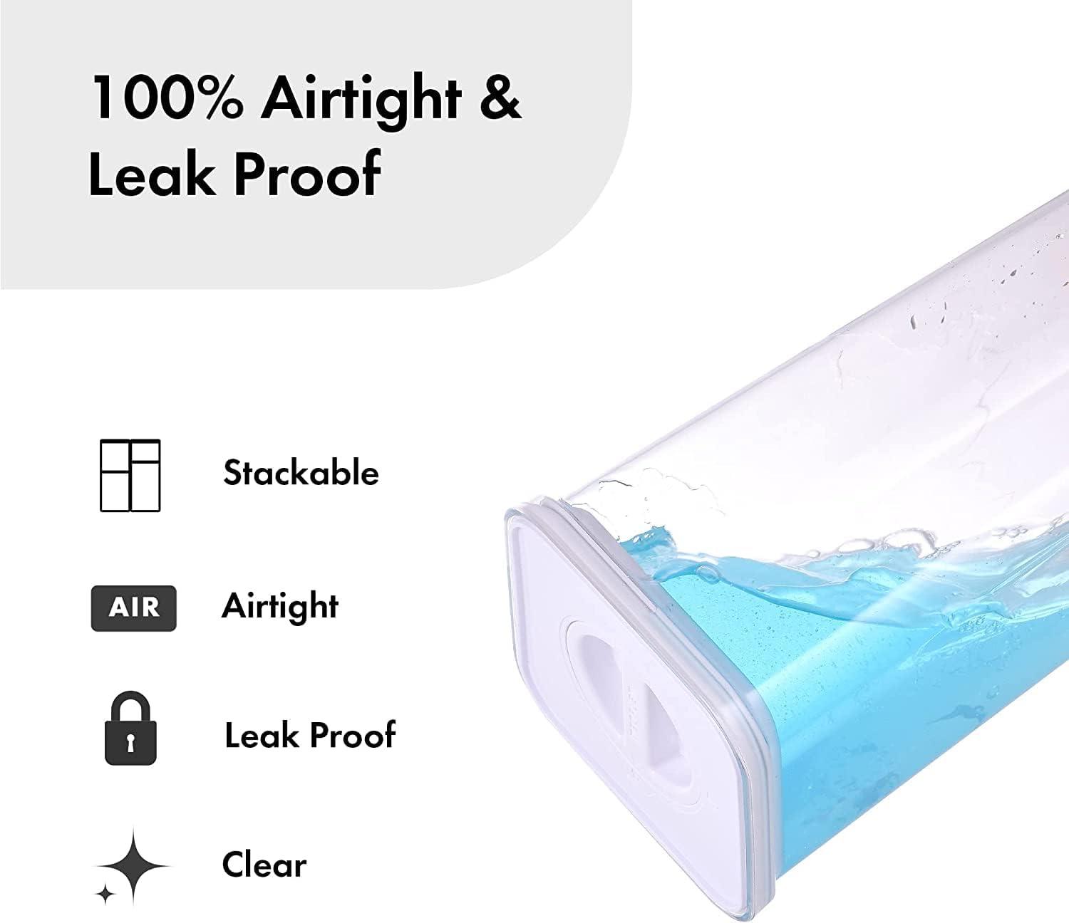 image:imageNeoflam Airtight Smart Seal Food Storage Container Set of 3 Crystal Clear Body Modular Stackable Nestable Design Easy to Clean BPA Free 175L Rectangular175L