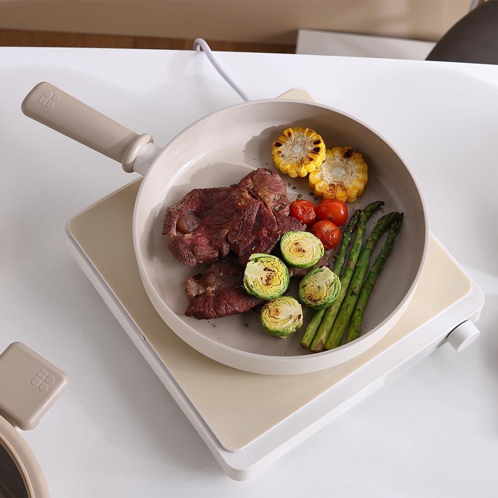image:imageNeoflam Chou Chou Kitchen Nonstick 95Inch Stir Frying Pan with Handle BBQ Egg Omelet Skillet Induction Compatible Cookware Cooking Round Tamago Pan Made in Korea 24cm