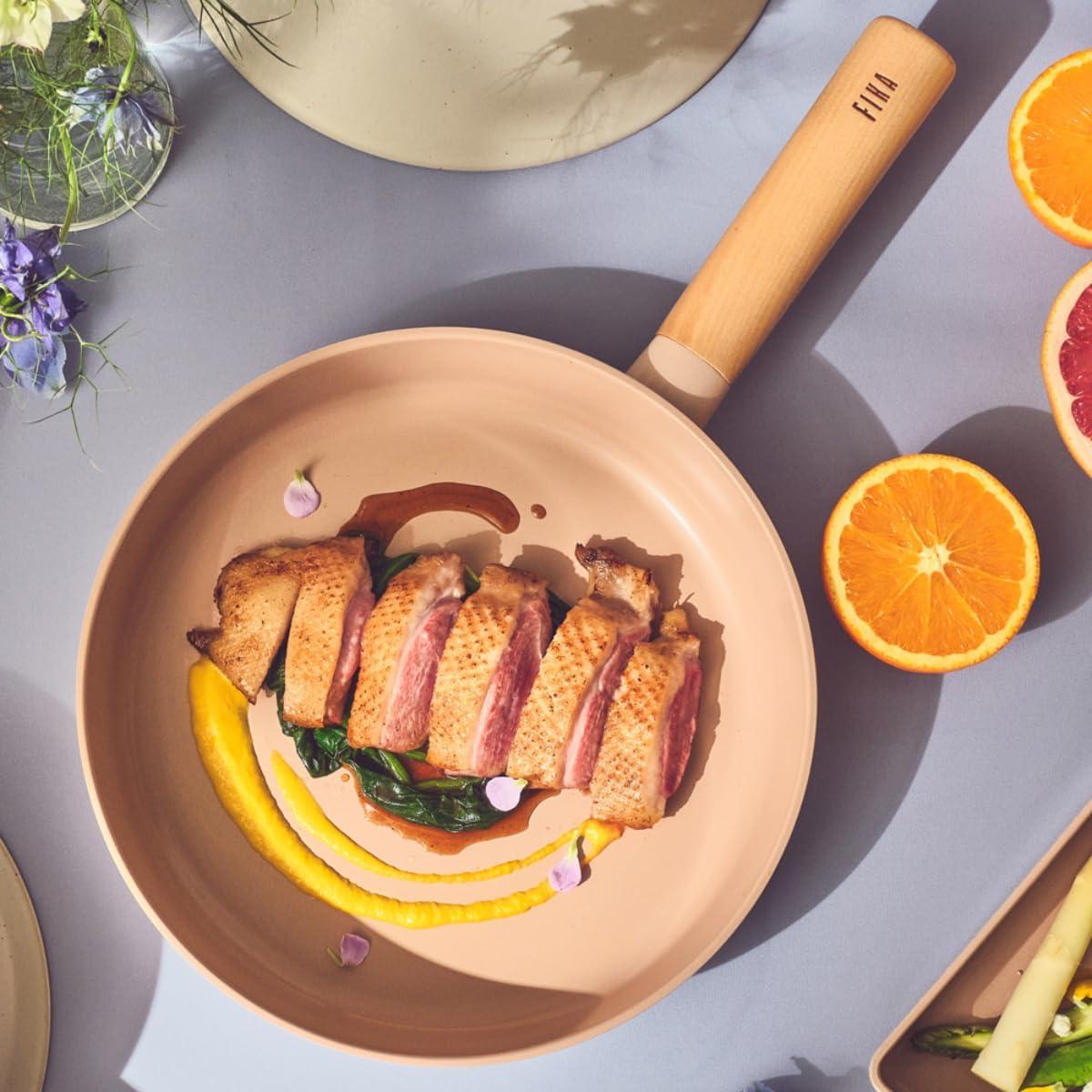 image:imageNeoflam FIKA Kitchen 10Inch Nonstick Stir Frying Wok with Glass Lid Healthy Cooking Non Stick Ceramic Coating Skillet with Wood Handle Induction Compatible Multi Pan Made in Korea 26cm11