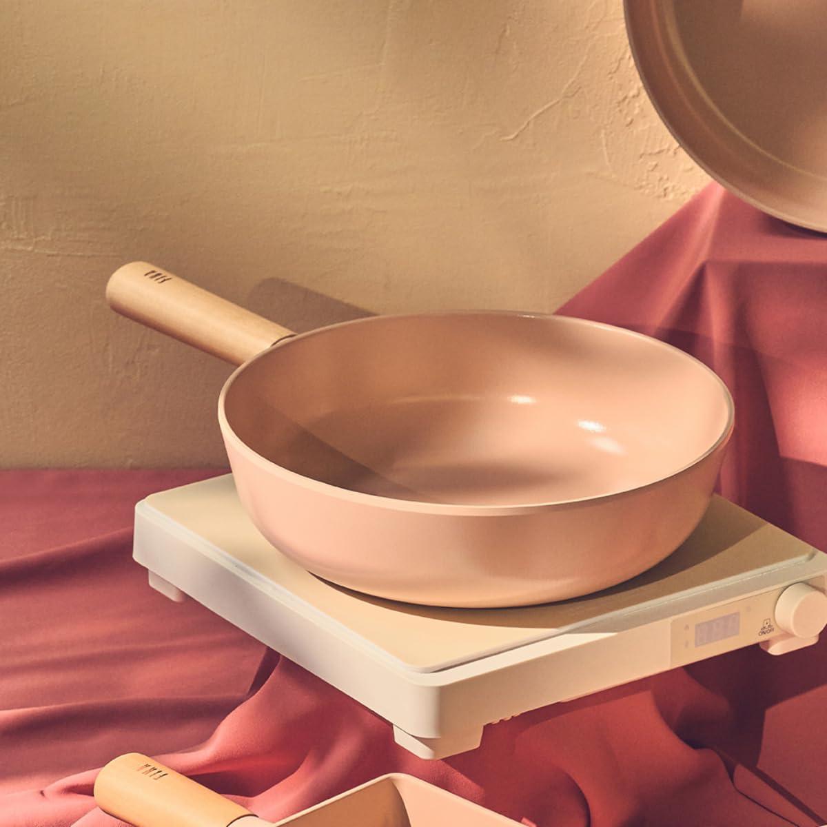 image:imageNeoflam FIKA Kitchen 10Inch Nonstick Stir Frying Wok with Glass Lid Healthy Cooking Non Stick Ceramic Coating Skillet with Wood Handle Induction Compatible Multi Pan Made in Korea 26cm10