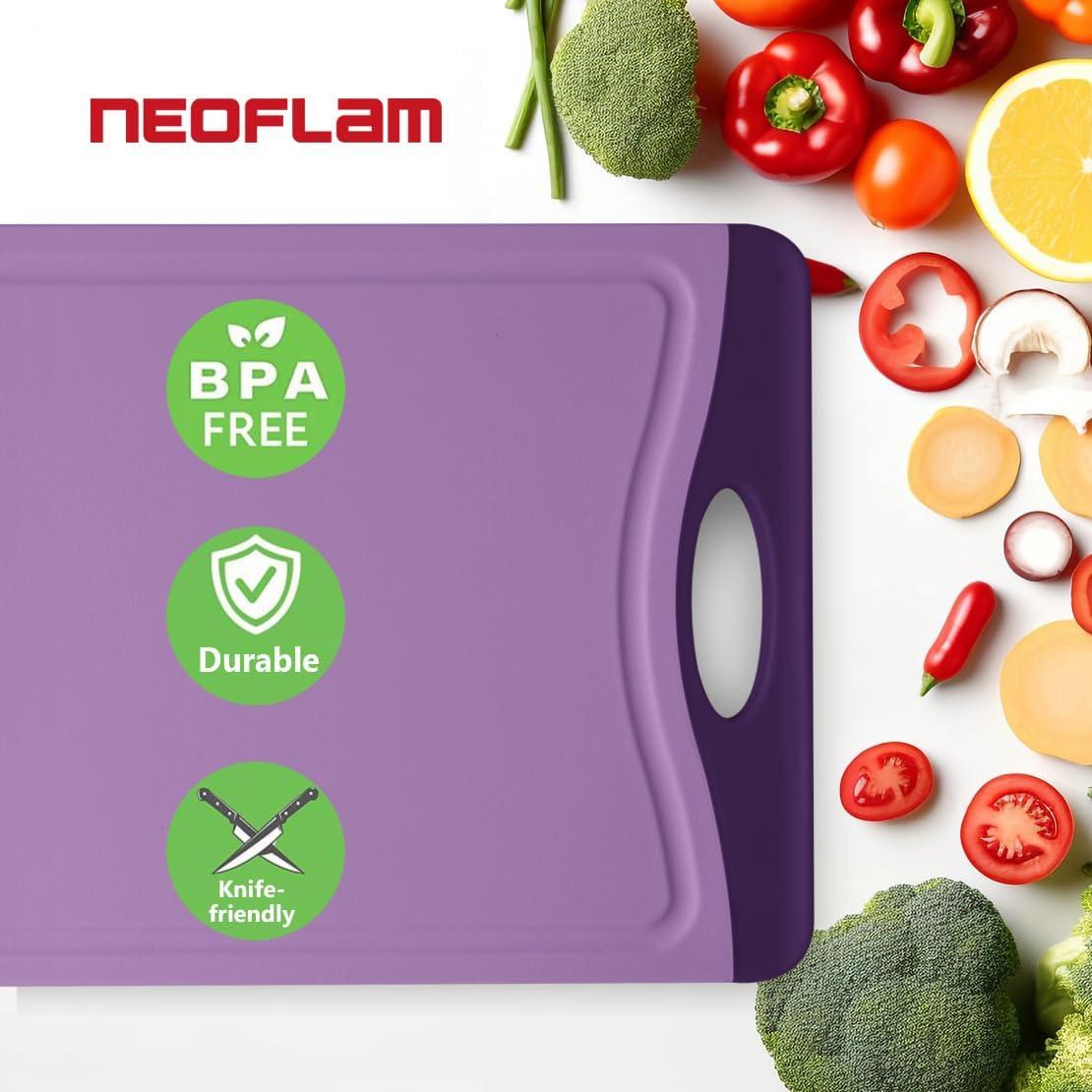 image:imageNeoflam Flutto Poly Cutting Board Purple Durable Plastic KnifeScratch Resistant Large Handle Kitchen Essential 115 x 8 x 04 inchesPurple