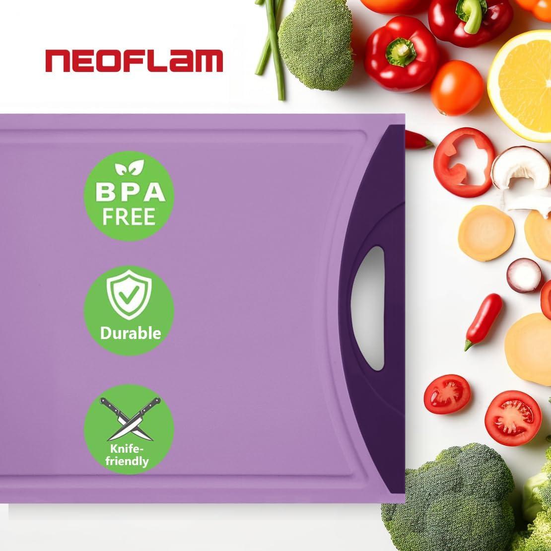 image:imageNeoflam Flutto Poly Cutting Board Purple Durable Plastic KnifeScratch Resistant Large Handle Kitchen Essential 115 x 8 x 04 inchesPurple