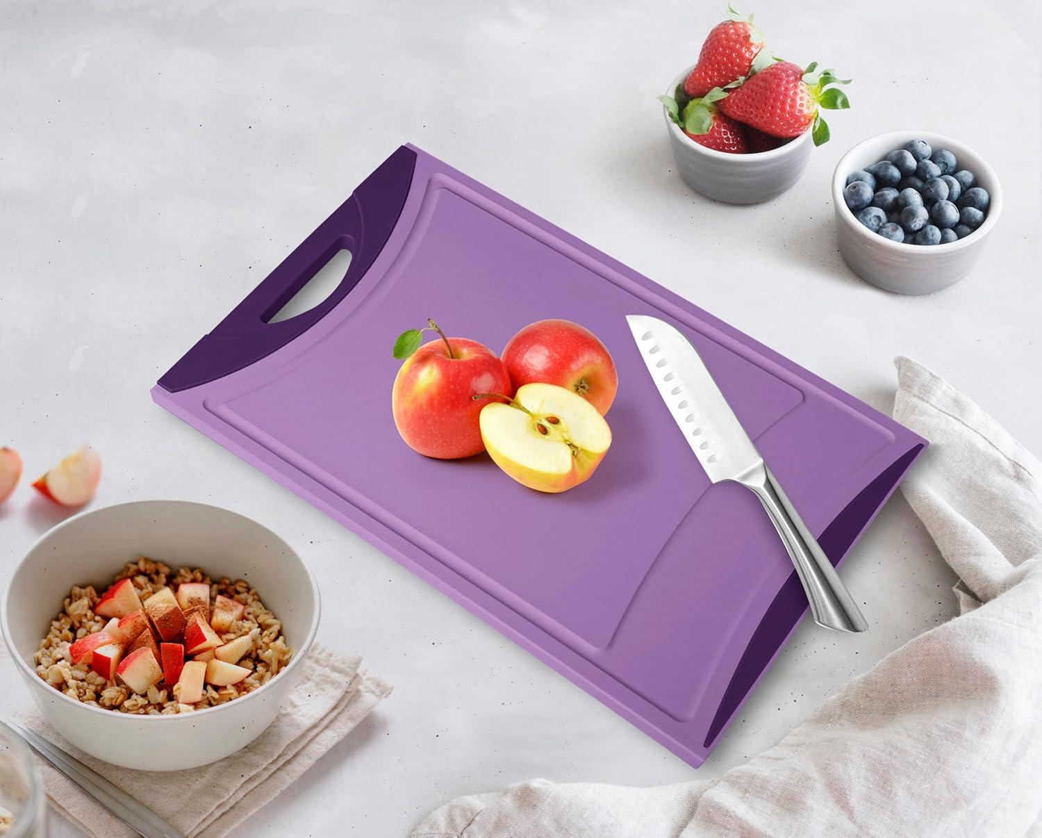 image:imageNeoflam Flutto Poly Cutting Board Purple Durable Plastic KnifeScratch Resistant Large Handle Kitchen Essential 115 x 8 x 04 inchesPurple