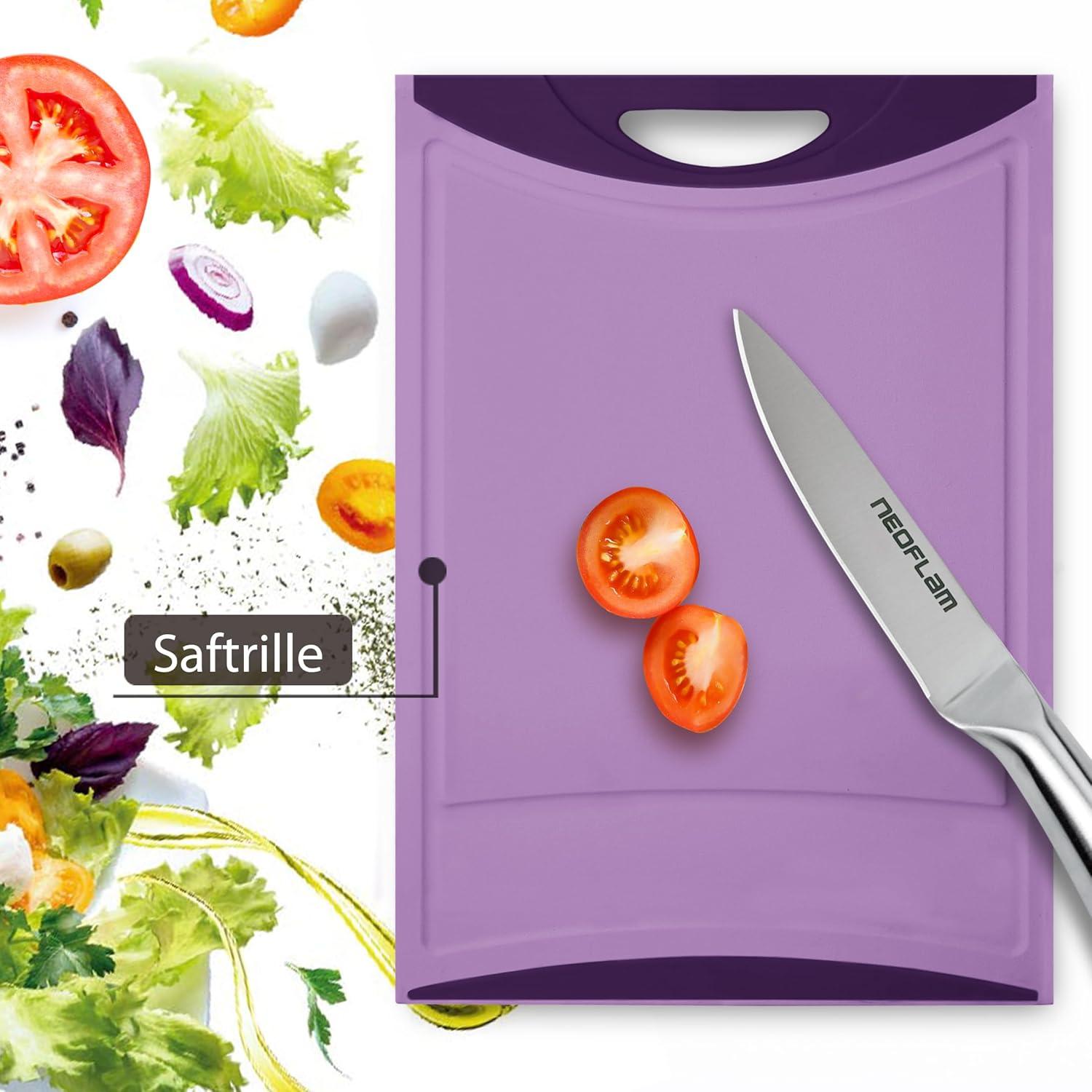 image:imageNeoflam Flutto Poly Cutting Board Purple Durable Plastic KnifeScratch Resistant Large Handle Kitchen Essential 115 x 8 x 04 inchesPurple