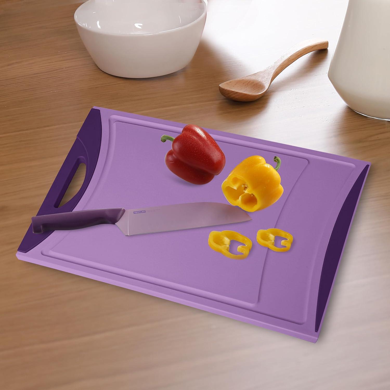 image:imageNeoflam Flutto Poly Cutting Board Purple Durable Plastic KnifeScratch Resistant Large Handle Kitchen Essential 115 x 8 x 04 inchesPurple