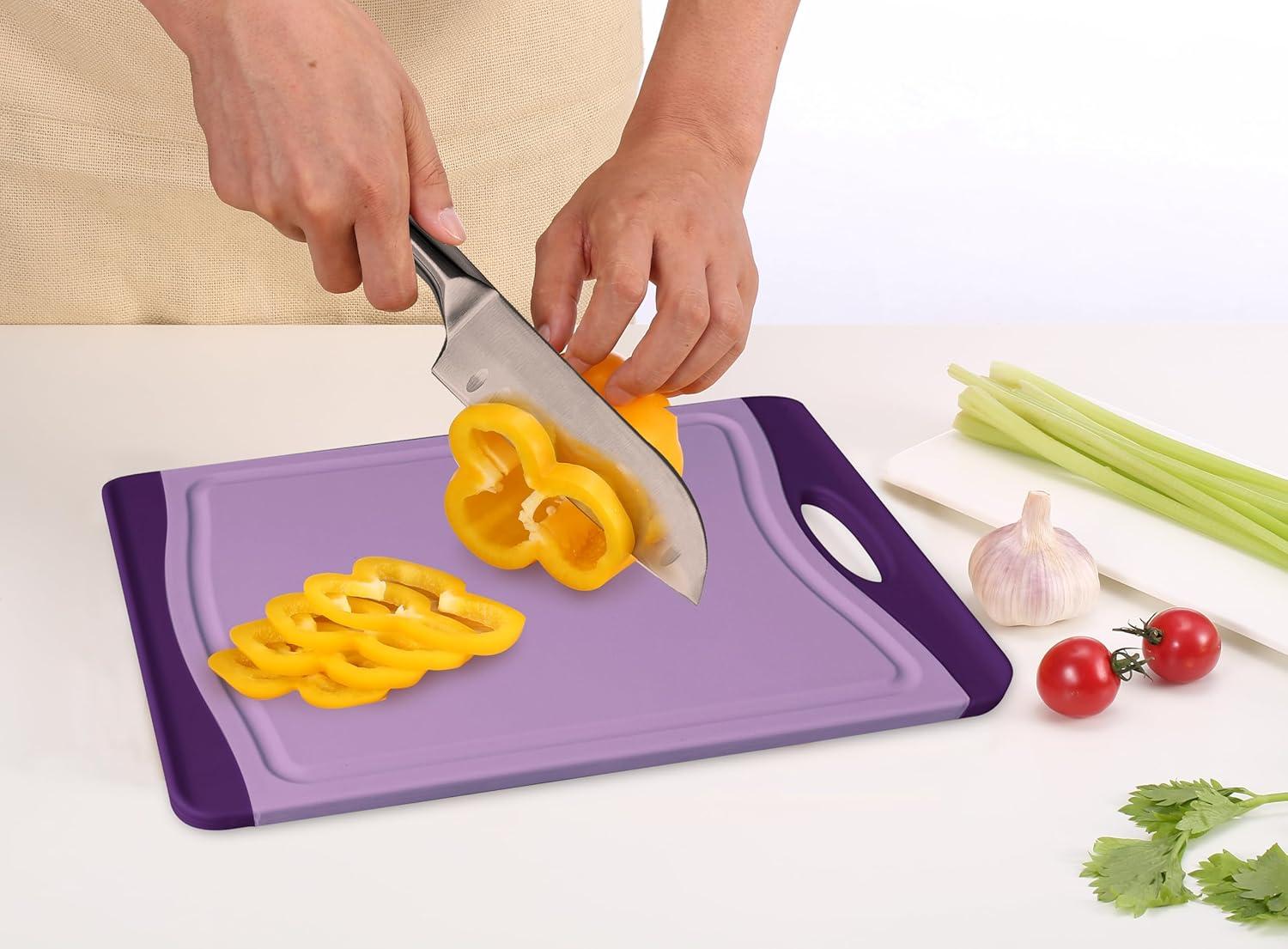 image:imageNeoflam Flutto Poly Cutting Board Purple Durable Plastic KnifeScratch Resistant Large Handle Kitchen Essential 115 x 8 x 04 inchesPurple