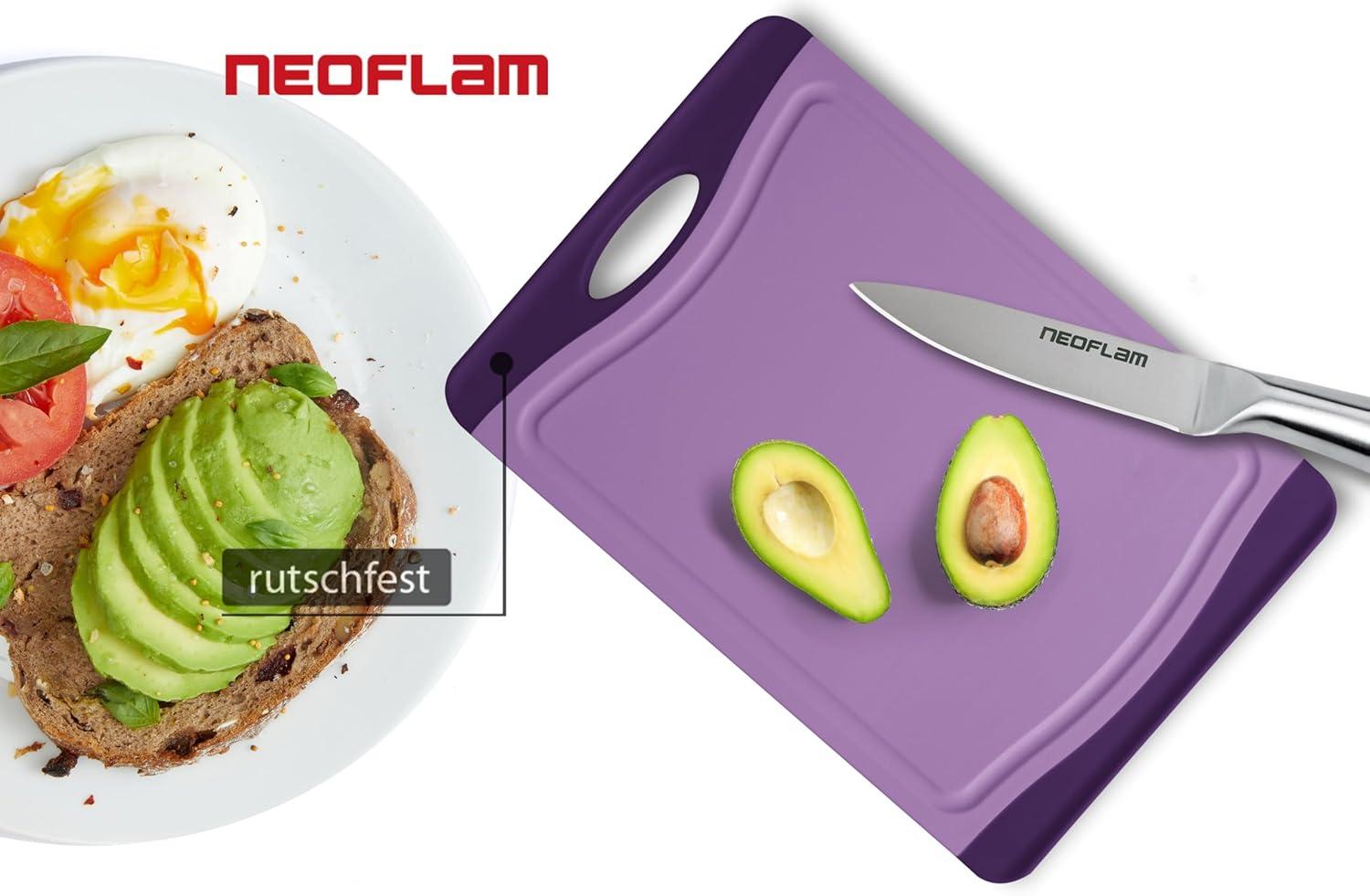image:imageNeoflam Flutto Poly Cutting Board Purple Durable Plastic KnifeScratch Resistant Large Handle Kitchen Essential 115 x 8 x 04 inchesPurple