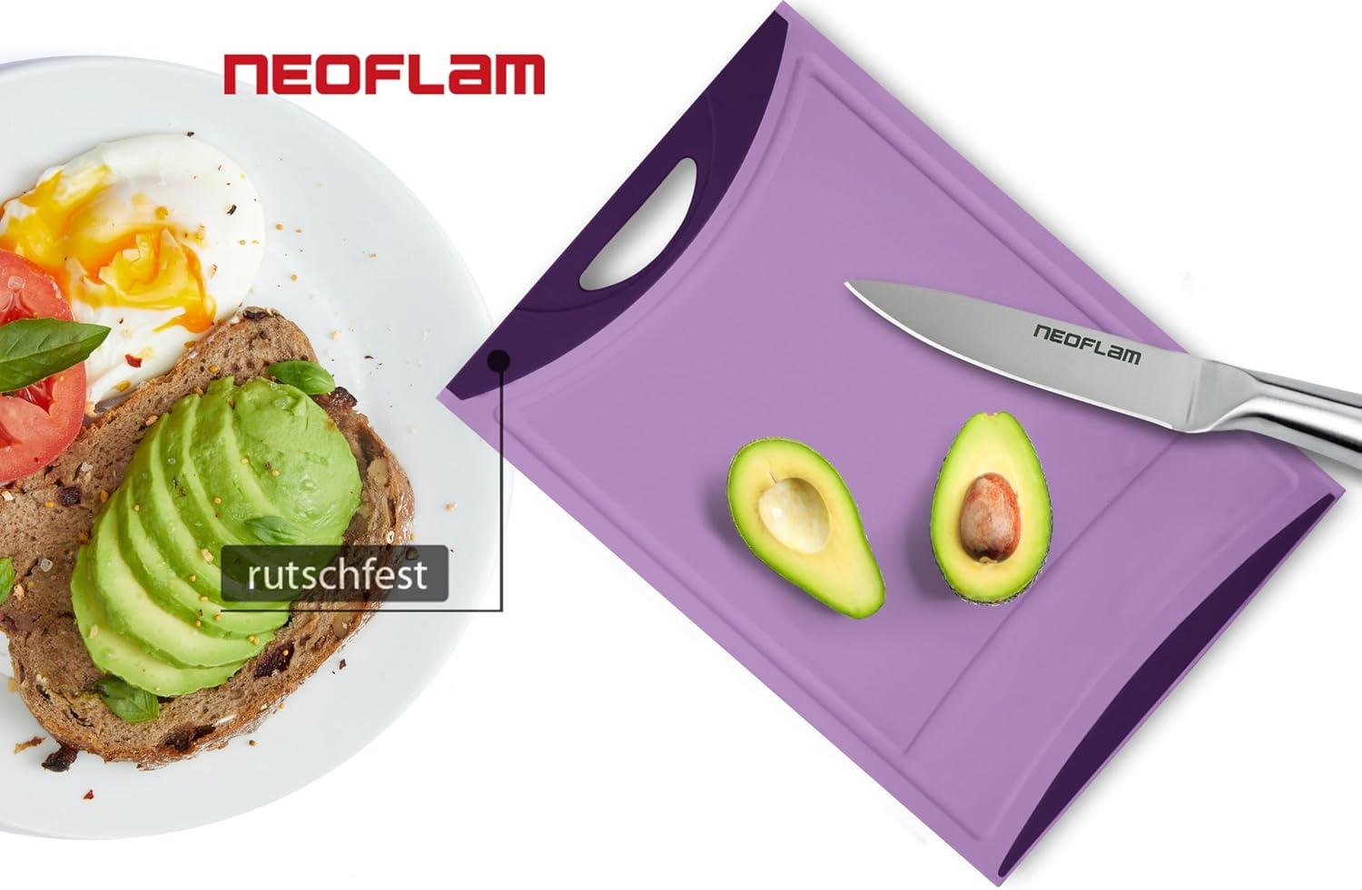 image:imageNeoflam Flutto Poly Cutting Board Purple Durable Plastic KnifeScratch Resistant Large Handle Kitchen Essential 115 x 8 x 04 inchesPurple