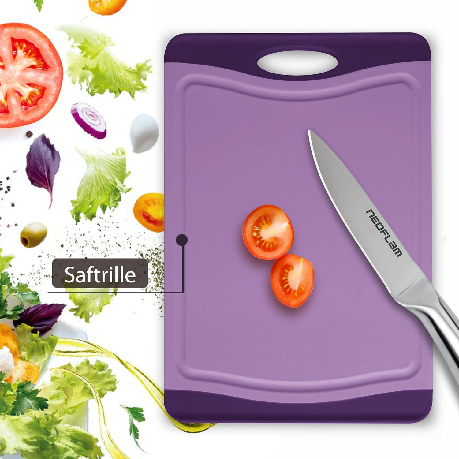 image:imageNeoflam Flutto Poly Cutting Board Purple Durable Plastic KnifeScratch Resistant Large Handle Kitchen Essential 115 x 8 x 04 inchesPurple