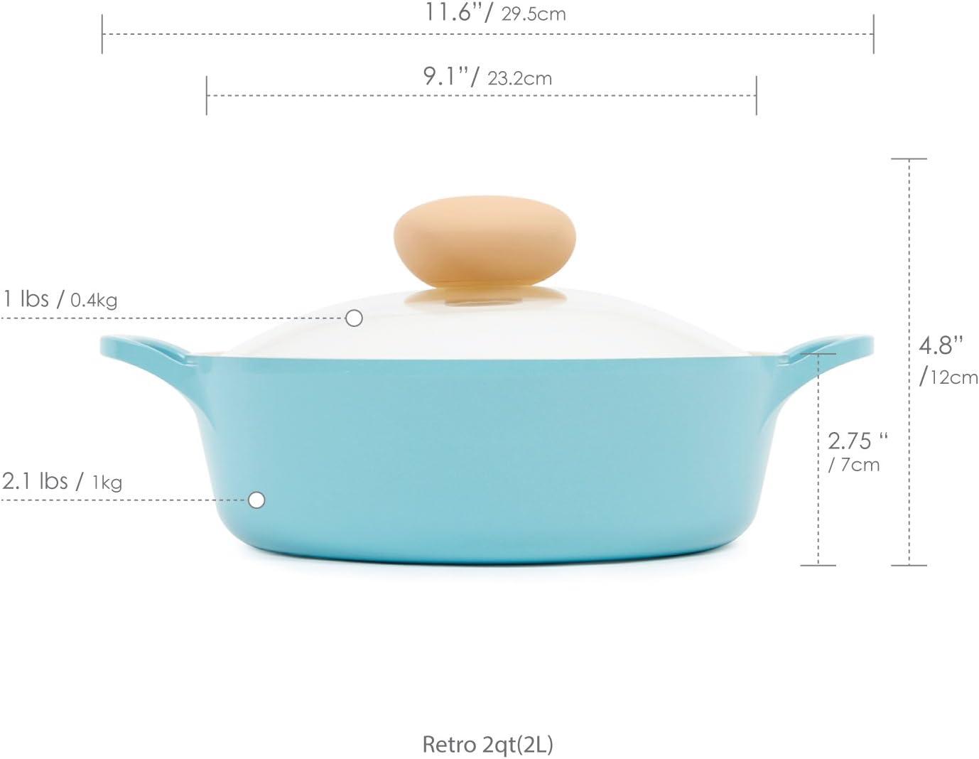 image:imageNeoflam Retro 20QT Low Stock Pot with Lid 87 22cm Nonstick Ceramic Coated Casserole Pot for Soup Pasta Stew Dishwasher Safe Elegant Pink Cookware for Everyday Use Made in KoreaMint Blue