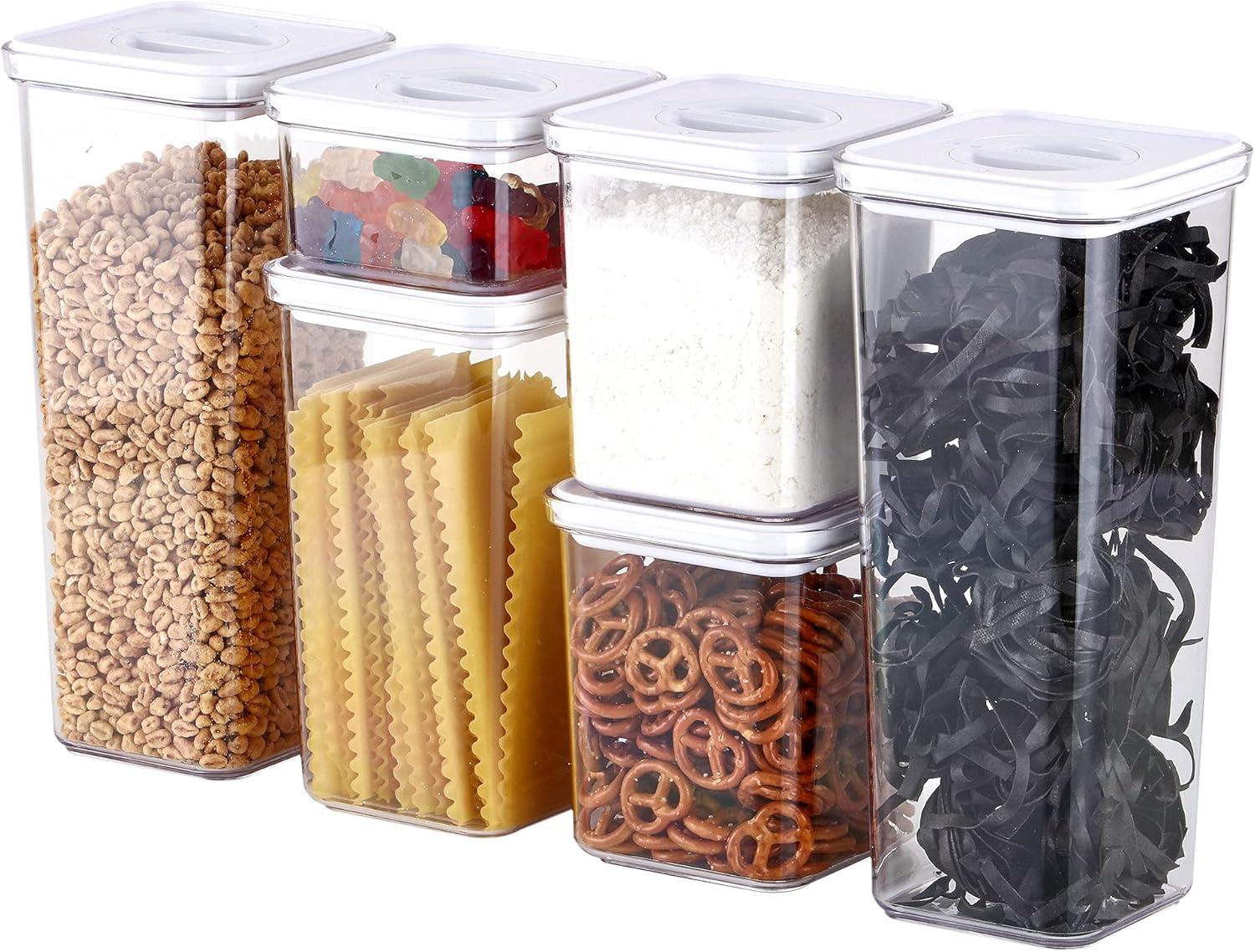 image:imageNeoflam Smart Seal 8pc Patent Airtight Kitchen Pantry CanisterOrganizer Clear Plastic Container amp Simple Twist Lids 100 Leak Proof Dishwasher Safe BPA Free Cereal Dry Food Storage Set WhiteWhite Lid