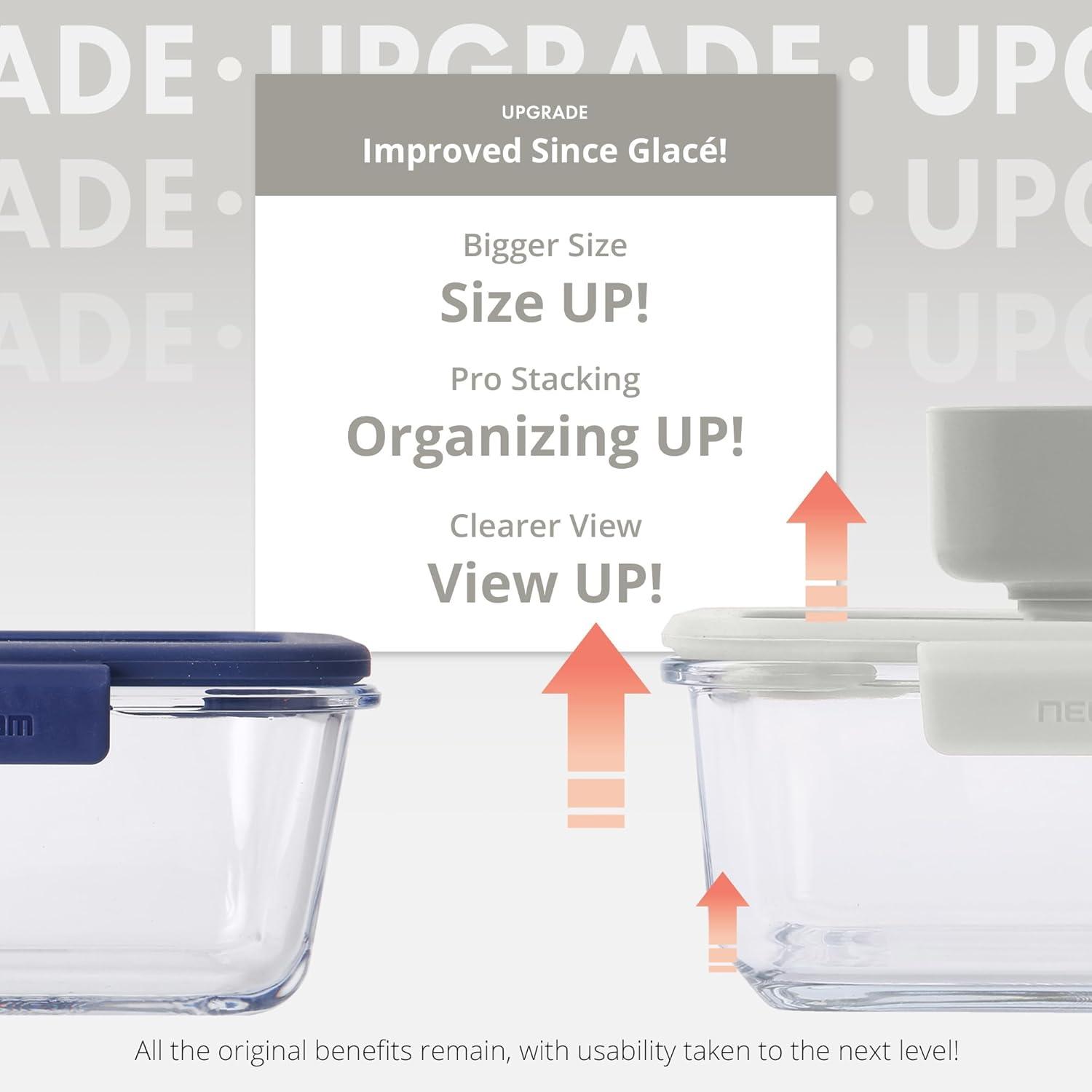 image:imageNeoflam Vacu Seal 13Piece Vacuum Food Storage Set Borosilicate Glass with Vacuum Pump Airtight Stackable Containers with SteamValve Lids Oven Freezer Dishwasher Microwave Compatible