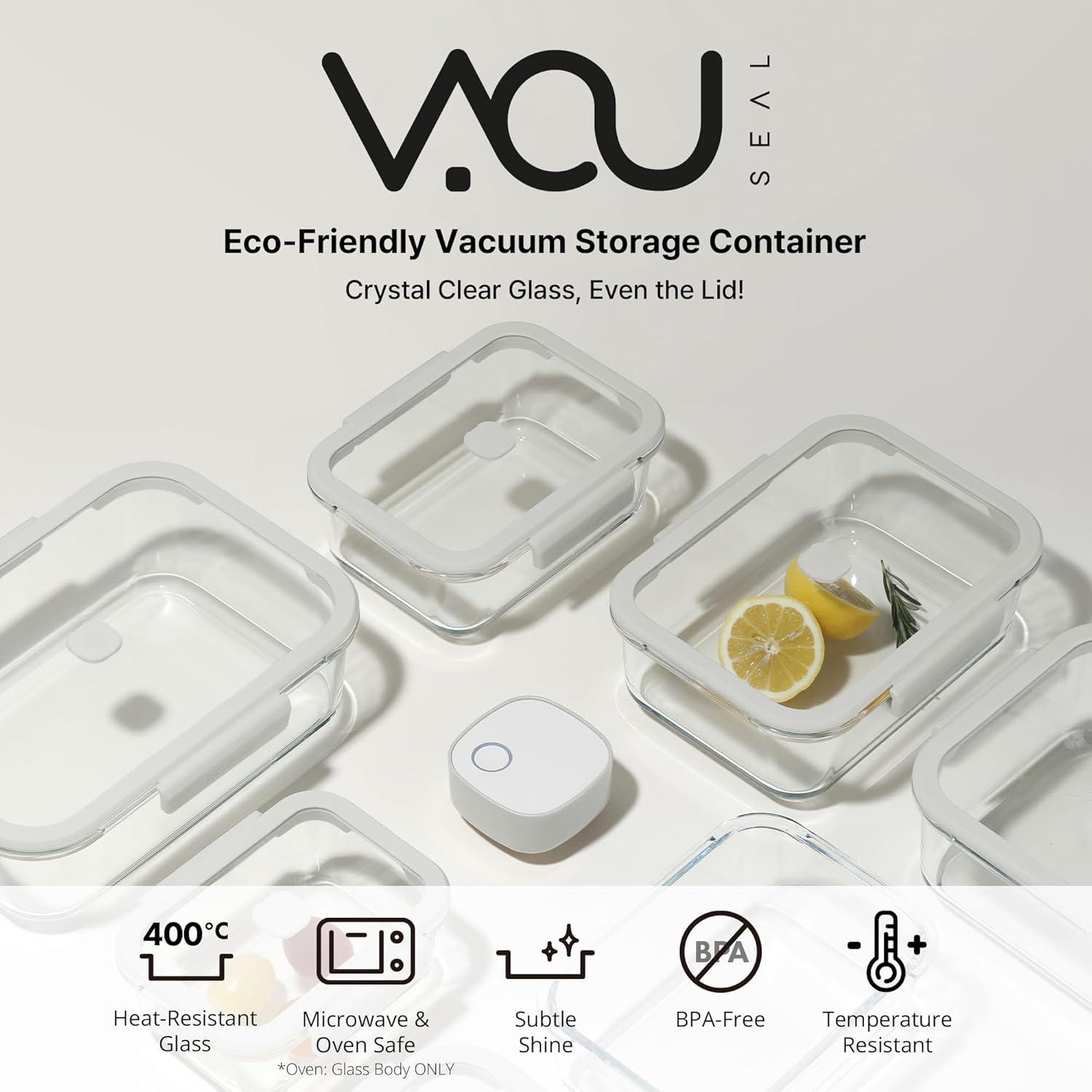 image:imageNeoflam Vacu Seal 13Piece Vacuum Food Storage Set Borosilicate Glass with Vacuum Pump Airtight Stackable Containers with SteamValve Lids Oven Freezer Dishwasher Microwave Compatible