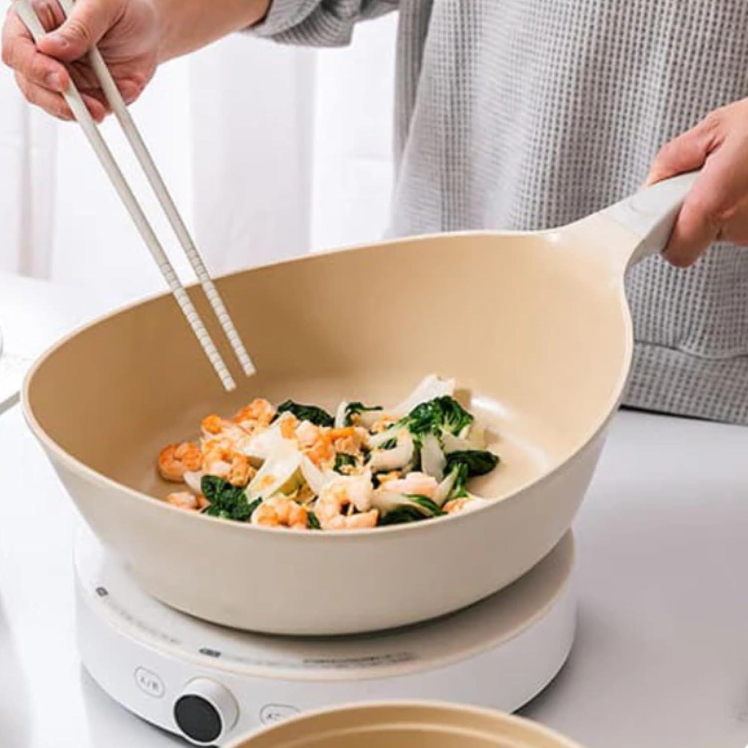 image:imageNeoflam Vulcan Ivory 11 Nonstick Frying Pan with Ergonomic Handle Cast Aluminum Lightweight Ceramic Coated Skillet for Omelets Stir Fry PFAS PFOA Free Induction Ready Made in Korea11 Wok