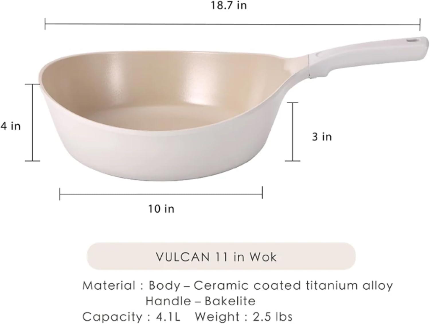 image:imageNeoflam Vulcan Ivory 11 Nonstick Frying Pan with Ergonomic Handle Cast Aluminum Lightweight Ceramic Coated Skillet for Omelets Stir Fry PFAS PFOA Free Induction Ready Made in Korea11 Wok
