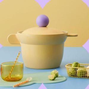 Better Finger Kitchen Essential 6 Inch Rice Pot with 2 Lids, Healthy Nonstick Ceramic Coating Cooking 1.6QT Stockpot, Soup Pot, Induction Compatible Cookware, Made in Korea (Mint)(Yellow)