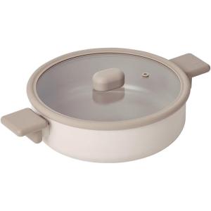 Chou Chou Kitchen Nonstick 2.6QT Low Stock Pot with Silicone Rim Lid, Healthy Cooking Ceramic Coating Casserole with Handle, Induction Compatible Cookware, Hot Pot Stew, Made in Korea (9.5″ / 24cm)