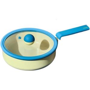 Danish Forged 9.5″ Frying Pan with Glass Lid, Kitchen Nonstick Ceramic Coating Tamagoyaki Skillet with Handle, Induction Compatible Cookware, Made in Korea (9.5″ / 24cm)