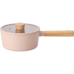 FIKA Kitchen Cooking Essential 1.7QT Sauce Pan with Lid, Nonstick Ceramic Coating Saucepot with Wood Handle, Induction Compatible Cookware, Soup, Stew, Noodle, Boiling Pot, Made in Korea (7″ / 18cm)