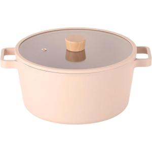 FIKA Kitchen Nonstick 1.58QT Low Stock Pot with Lid, Healthy Cooking Non Stick Casserole, Induction Compatible Cookware, Stew, Soup, Noodle, Ramen, Made in Korea (8.7″ / 22cm)(5.7 Quarts)
