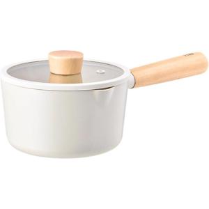 NEOFLAM FIKA 1.5QT Milk Pan with 2 Pour Spouts, Butter Warmer, Milk Boiling, Melting Pot for Stovetops and Induction, Wood Handle, Made in Korea (6″ / 16cm)