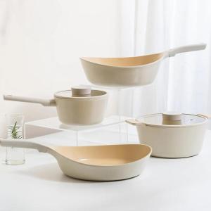 NEOFLAM VULCAN 6-Piece Cookware Set – Elegant Ivory Nonstick Ceramic Coated Pots and Pans for Induction, Gas, Electric Stoves, Healthy Everyday Cooking, Made in Korea