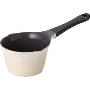 Neoflam 1qt Saucepan Butter Warmer Milk Boiling|Melting Pot, Ecolon Healthy Ceramic Nonstick Coating PFOA-free, 2 Pour Spouts, Dishwasher Safe, Ivory
