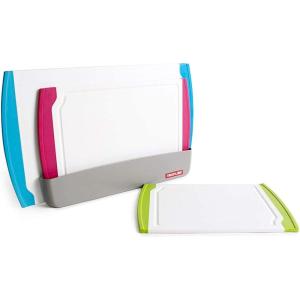 Neoflam 2 Piece Plastic Cutting Board Set, Microban Protection, Stain & Odor Free, Extra Large, BPA Free, Juice Groove, Non Slip, Dishwasher Safe, Easy Grip Handle, White Green(Multicolor)