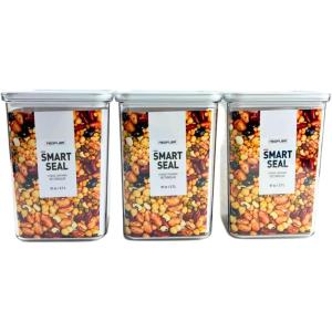 Neoflam Airtight Smart Seal Food Storage Container (Set of 3) | Crystal Clear Body | Modular, Stackable, Nestable Design | Easy to Clean, BPA Free (1.75L, Rectangular)(2.7L)
