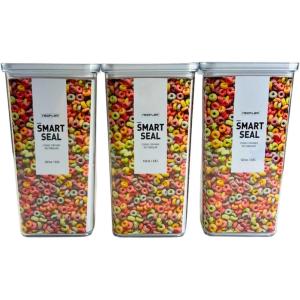 Neoflam Airtight Smart Seal Food Storage Container (Set of 3) | Crystal Clear Body | Modular, Stackable, Nestable Design | Easy to Clean, BPA Free (1.75L, Rectangular)(3.6L)